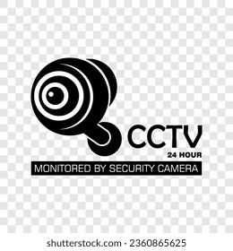 CCTV, monitored by security camera, sign vector