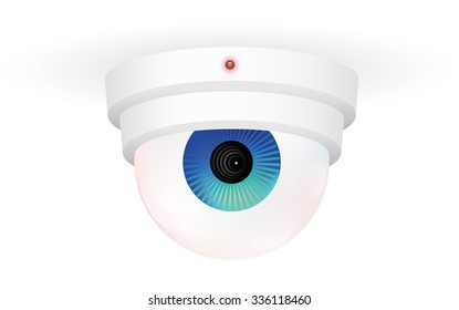 CCTV Monitoring Camera CCTV monitoring camera with an eye - isolated vector illustration over white background.