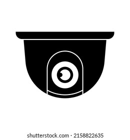Icono del símbolo de la cámara CCTV, ilustración vectorial en blanco y negro. Aislado sobre fondo blanco