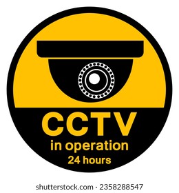 Signo de símbolo CCTV En Operación 24 Horas, Ilustración vectorial, Aislado en la etiqueta de fondo blanco .EPS10