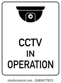 CCTV en funcionamiento negro sobre blanco. señalización de advertencia, zona de seguridad, cámara icon.round, área de monitor.