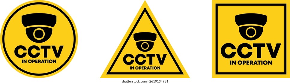 Sinal de aviso de CCTV em operação - ícone da câmera de vigilância