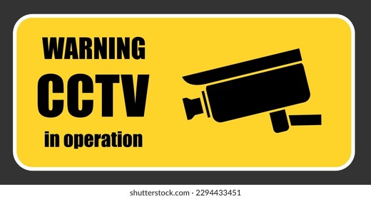 CCTV in operation warning sign. Vector sticker design for security camera CCTV warning.