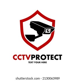 CCTV Protect vector logo template. This design use camera and shield symbol. Suitable for technology.