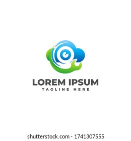CCTV Repair with Cloud Modern Gradient Logo Vector Icon Illustration