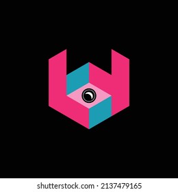 CCTV robot logo with one eye camera. Simple robot face illustration design for personal and company branding. EPS8