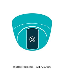 CCTV Security blue camera icon.  Vector image