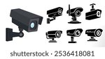 cctv or security camera icon set. vector icons for office, hospital, school, jail, mall, home, shop etc. security camera icon set. 