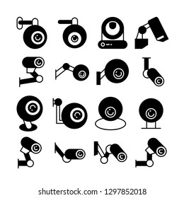 CCTV, security camera icons set