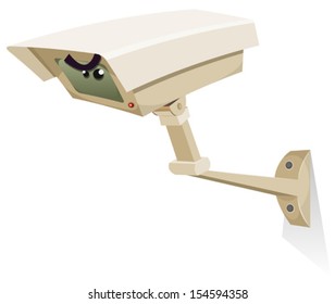 CCTV Security Camera/ Illustration of a cartoon cctv security camera device control character, with spying eyes