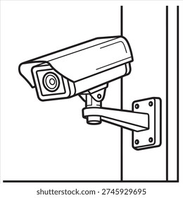 CCTV Security Camera Line Art Outline Illustration Coloring Page