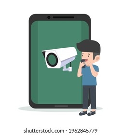 CCTV Security camera with Mobile Phone concept