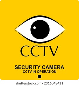 Cctv, security camera in operation, poster vector
