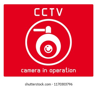 CCTV security camera red sign