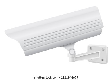 CCTV security camera. Side view. White surveillance system. Vector illustration isolated on white background