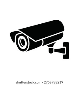 CCTV Security Camera Silhouette Icon, Surveillance Camera Vector, Monitoring System Symbol, Isolated Black Minimal Design