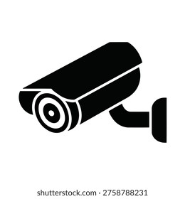 CCTV Security Camera Silhouette Icon, Surveillance Camera Vector, Monitoring System Symbol, Isolated Black Minimal Design