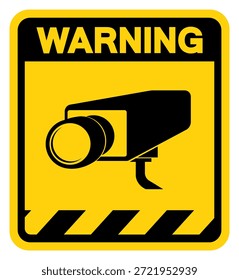 Señal de advertencia de la cámara de seguridad del CCTV, Ilustración vectorial, aislado en la etiqueta blanca del fondo.EPS10