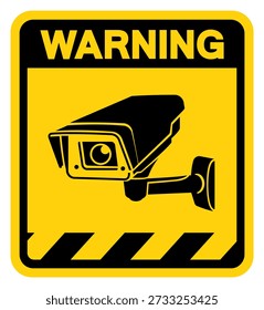 CCTV-Sicherheitskamera Warnzeichen, Vektorgrafik, einzeln auf weißem Hintergrund Label.EPS10