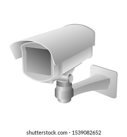 CCTV security camera. White and black surveillance equipment. Vector 3d illustration isolated on white background