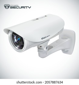 CCTV and security cameras made in 3d style. Monitored area concept. Video surveillance banners. Security cameras and monitoring concept. CCTV icons made in modern style. Isolated in white background.