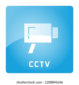 CCTV sign in blue 