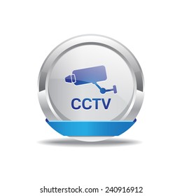 CCTV Sign Blue Vector Icon Button