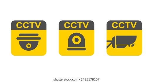 cctv sign collection with flat design or vector monitoring camera