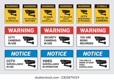 CCTV Sign Collection Vector Illustration