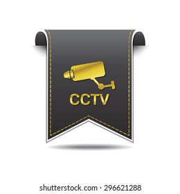 CCTV Sign golden Vector Icon Design