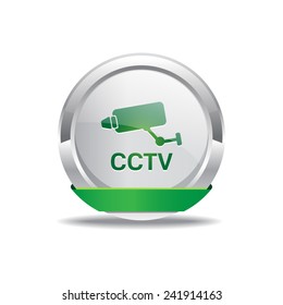 CCTV Sign Green Vector Icon Button