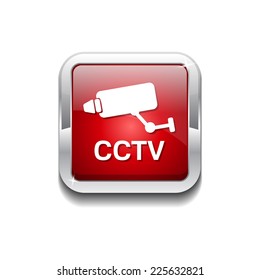 CCTV Sign Red Vector Icon Button