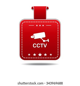 CCTV Sign Red Vector Icon Design
