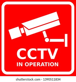 CCTV sign, security camera symbols, video surveillance symbols,CCTV in operation, red