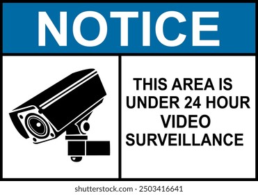 CCTV-Zeichen. Videokamerasymbol. Bereich unter 24 Stunden Videoüberwachung. Überwachungskamera, Überwachung, Home Security Schutzsystem. Mitarbeiter-, Besucher- und Sachsicherheit. Verhindern Sie Verbrechen.