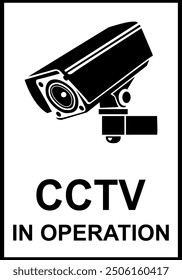 CCTV sign. Video camera sign. Area under 24 hour video surveillance. Surveillance camera, monitoring, home security protection system. Employee, visitor and property safety. Prevent crime.