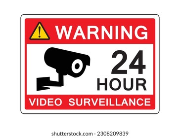 CCTV signage illustration vector in the red and black color