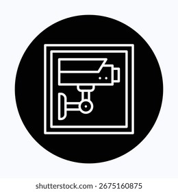 Icono De Vector De Tablero De Señalización De Cctv, Icono De Estilo Circular De Vector Aislado,