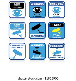 CCTV signs and warnings BLUE version