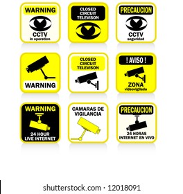 CCTV signs and warnings BLUE version