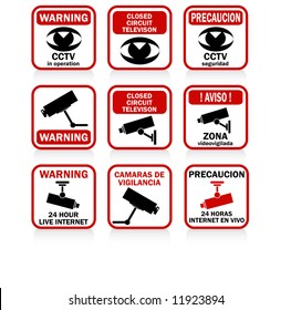 CCTV signs and warnings RED version