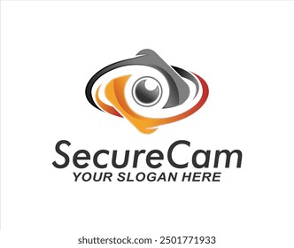 
cctv spy camera logo icon symbol emblem modern template vector illustration design, security home protection system 