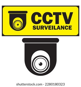 CCTV STICKER. YOU ARE UNDER CCTV SURVEILLANCE. YELLOW STICKER. CCTV VECTOR SYMBOL.