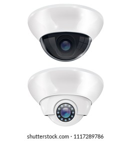 CCTV surveillance camera. Ceiling mount system. Vector 3d illustration