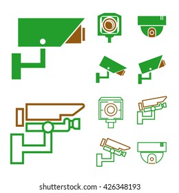 cctv, surveillance camera icon set