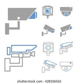 cctv, surveillance camera icon set