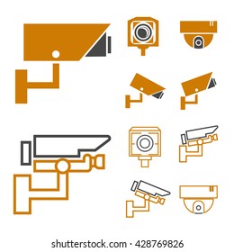 cctv, surveillance camera icon set