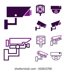 cctv, surveillance camera icon set