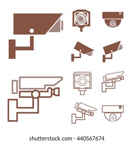 cctv, surveillance camera icon set