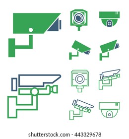 cctv, surveillance camera icon set